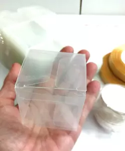 Clear Cube Party Favor Boxes. 60 piece box, tie, + tag. Birthday, wedding, baby - Picture 1 of 13