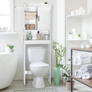 Bathroom 67" Storage Cabinet Organizer with Shelves and Doors, Small - Picture 1 of 27