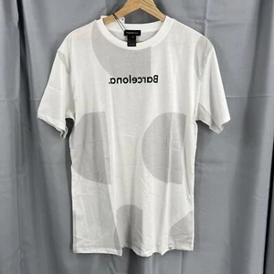 Desigual Mens Tee White Gray Graphic Barcelona Short Sleeve T-Shirt US S New - Picture 1 of 4