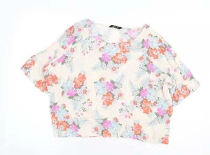New Look Womens Beige Floral Viscose  BlendBlouse Size 16 - Picture 1 of 12
