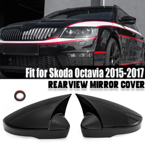 Tapa cubierta de espejo lateral negro brillante para Skoda Octavia 2015-2017 - Imagen 1 de 9