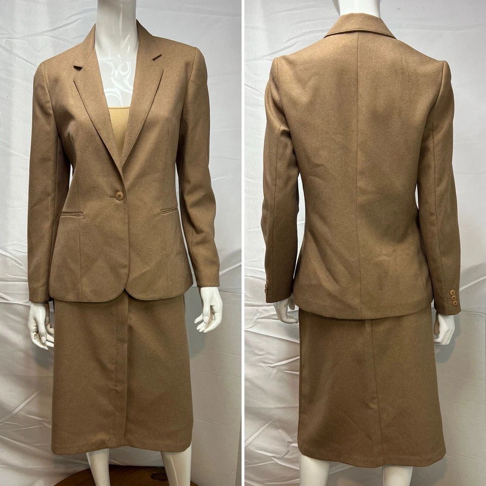 Vintage Levi's Women’s 12/14 Bend Over Tan Blazer Midi Skirt 2-Piece Suit 70s - Изображение 1 из 4