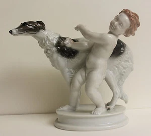 Rosenthal Porzellanfigur Putti und russischer Borzoi - Bild 1 von 8