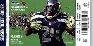 Arizona Cardinals vs Seattle Seahawks 11/15/2015 Full Ticket - Marshawn Lynch - Picture 1 of 2