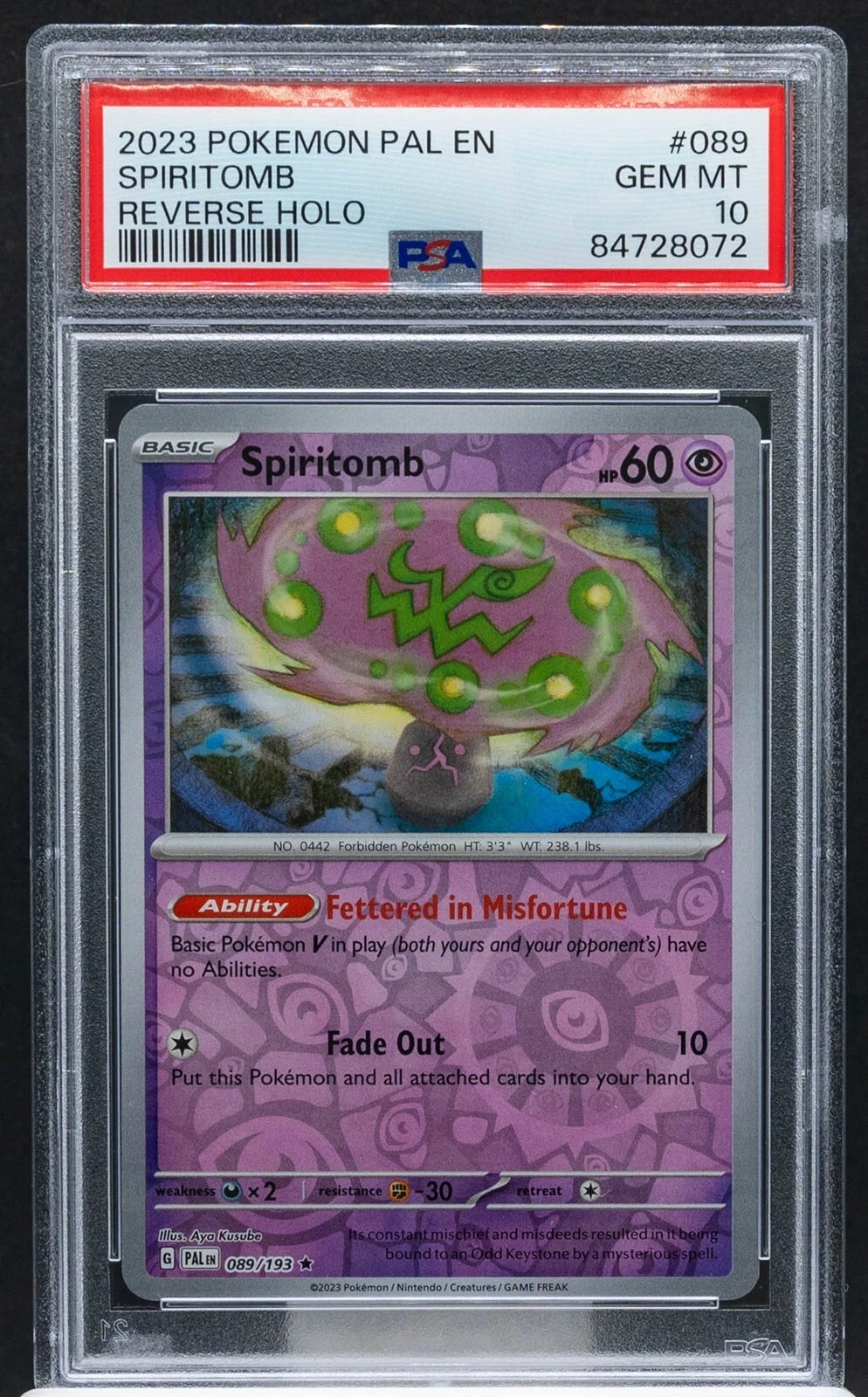 8072 SPIRITOMB Reverse Holo 2023 Pokemon Scarlet Violet Paldea Evolved 89 PSA 10