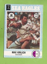 1977 SCANLENS RUGBY LEAGUE CARD   #107 MAX KRILICH,  MANLY  SEA EAGLES