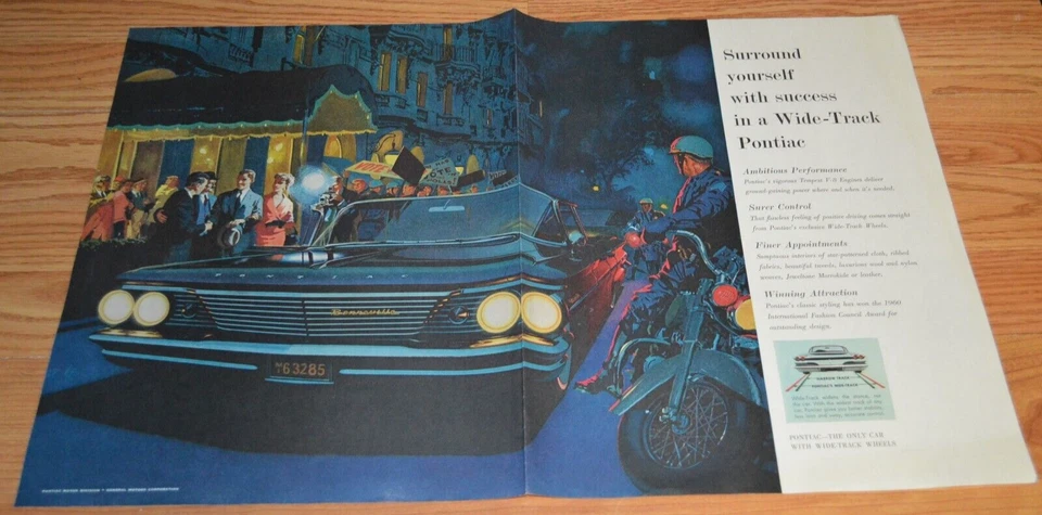 Pontiac Bonneville 1960 anuncio original grande impreso 60 policías Foto 1 de 1