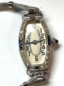 1920s-30' Deco Ladies Platinum , Diamond WATCH AARA MOVEMENT RUNS GREAT - Picture 1 of 6