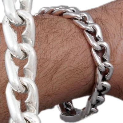 63g 9" 23cm Pesado Grueso Elegante Bordillo Eslabón Plata de Ley 925 Pulsera Hombre Foto 1 de 4