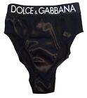 DOLCE & GABBANA High Waisted Briefs Satin Logo Ladies Black IT4 UK L NEW RRP165