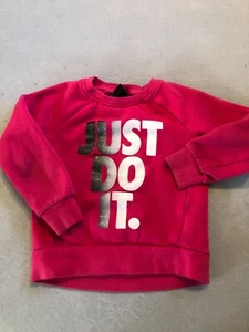 Nike Youth Girl's 4/XS Extra Small Sweatshirt Pink Graphic Fleece Pullover Crew - Picture 1 of 4