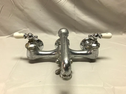 Antique VTG Standard RENU Chrome Brass Farmhouse Sink Kitchen Faucet Old 871-23B Cover