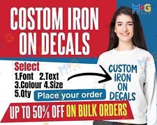 DIY Iron on Decal T-shirt Custom Heat Transfers Personalised Text Lot Printing