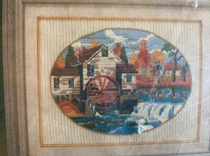 Old Grist Mill in Autumn Vintage Longstitch Needlepoint Kit NIP 14x11 - Picture 1 of 9