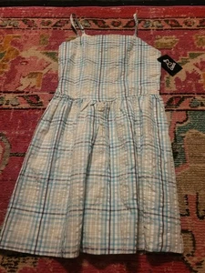 NWT Art Class girls XL 14 blue seersucker open back summer dress sundress cute - Picture 1 of 4