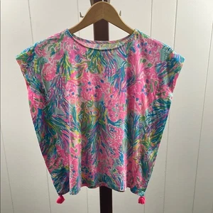 Lilly Pulitzer Girls Via Caftan Dress in Fan Sea Pants Small (4-6) - Picture 1 of 4
