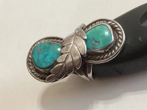 Vintage Sterling Silber Doppel Türkis Ring S 7 - Bild 1 von 4