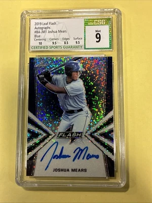 2019 Leaf Flash - Joshua Mears #BA-JM1 Blue /50 (AU, RC) CSG  MINT 9 AUTO 10 - Image 1 of 2
