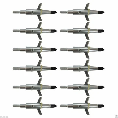 12PCS Hunting Expandable Broadheads 100Grain Sharpen Blade 2" Cut Archery Tips - Image 1 of 4