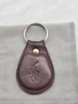 Polo Ralph Lauren Castaño Marrón Cuero Llavero Llavero Logotipo Repujado Polo Pony Foto 1 de 3