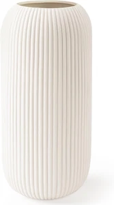 Weiße Keramik Vase für Blumen, 8 ZOLL modern klein gerippt strukturiert weiße Blume - Bild 1 von 6