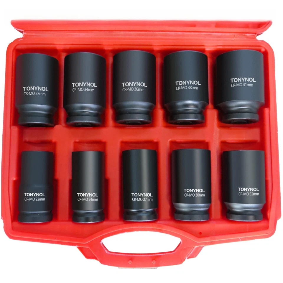3/4 Inch Drive Deep Impact Socket Set6-PointMetric Size22mm to 41mm10 PcsCr-M... - Image 1 of 4