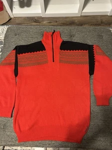 Vintage Men’s OBERMEYER Ski AZTEC Wool Blend Southwest 1/4 Zip Sweater Size L - Picture 1 of 4