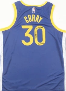 Stephen Curry Signed Golden State Warriors Nike Jersey With Inscriptions JSA - Picture 1 of 4