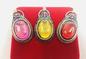 3 PCS Naga Eye Gems Stone Charms Love Attract Thai Buddha Amulet Pendant Jewelry - Picture 1 of 12