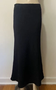 VINTAGE LAURA ASHLEY Black Wool Goth Fishtail Maxi Skirt 10 - Picture 1 of 4
