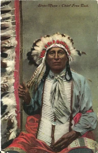 Postcard Native American. "Sinto Moza-Chief Iron Tail." Headdress. Posted 1907. - Picture 1 of 2
