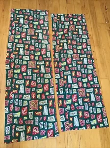Vintage Bark Cloth Fabric 50’s 60’s Leaf Pattern Green Red - Picture 1 of 5