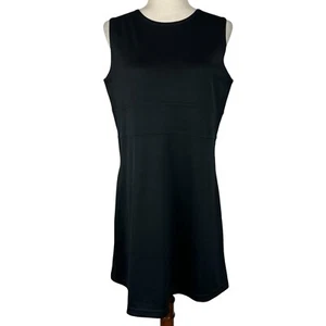 Vintage 90s Dress Express Tricot Women Large Black Classic Shift Minimalist - Picture 1 of 9