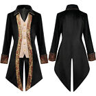 Mens Gothic Medieval Tailcoat Jacket, Steampunk Vintage Victorian Frock Coat
