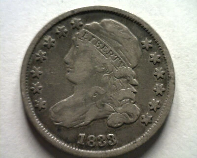 1833 BUST DIME VARIETY 4 VERY FINE+ VF+ NICE ORIGINAL COIN BOBS COINS FAST SHIP - Image 1 of 2