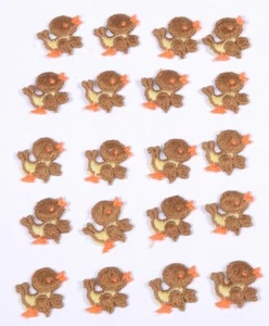 Lot (30) Adorable Embroidered Brown Baby Chicks Birds Ducks Sew-On PATCHES 7/8"L - Picture 1 of 5