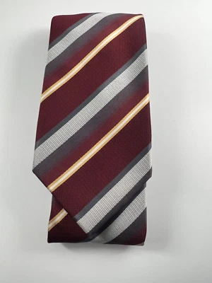  VALERIO GARATI Corbata Cuello Regimiento Rayas Borgoña Multi Poli 58"L x 3.25"W  Foto 1 de 4