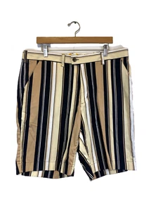 Loudmouth Golf Barcode 11" Inseam Tan Black Striped Golf Shorts Size 38 - Picture 1 of 5