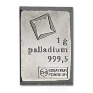 1 gram Palladium Bar .9995 Fine Bar - Valcambi Suisse Palladium CombiBar™ - Picture 1 of 2