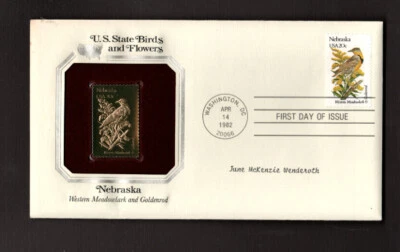 Postal Cover -U.S. - First Day - State Birds & Flowers - Gold Replica 1982 - Image 1 of 2