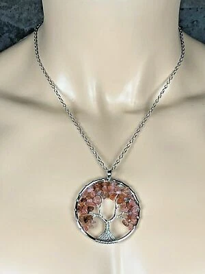 Collar Cornalina Rojo Árbol de la Vida Colgante Piedra Curativa Yoga Cadena Plata Foto 1 de 4