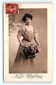 Postal 1912 RPPC coloreada a mano Aimee Samuel actriz francesa de teatro de cabaret - Imagen 1 de 3