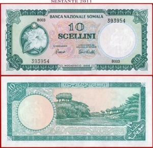 SOMALIA 10 CHELINES SCELLINI 1966 P 6 AUNC+ envío gratuito desde 100 USD - Imagen 1 de 8