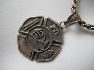 Sterling Silver Fire Department FD Pendant by Logo Art 925 FD Ungraved - Picture 1 of 7