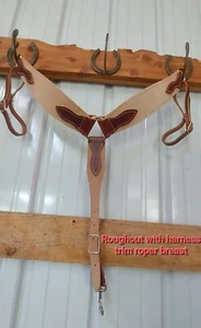 Nuevo caballo tachuela Roper rugoso con ribete cuero cuello pecho sillín - Imagen 1 de 4