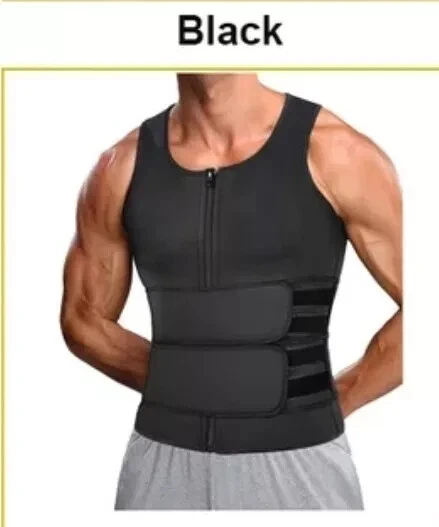 Traje de sauna para hombre chaleco quemador de grasa sudor pérdida de peso cintura entrenador compresión  Foto 1 de 4