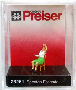 NEW ! HO Preiser Figure 28261 WOMAN SITTING on CHAIR EATING FISH - Picture 1 of 2