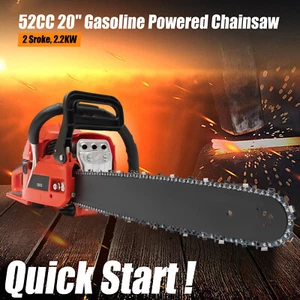 2.2KW Chainsaw 20 Inch Gasoine Power, 52CC Gasoline Chainsaw Cutting Wood Trees - Picture 1 of 24
