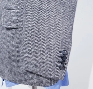 NWT 38R Eddie Bauer Gray Tweed Wool Angora Blazer Sport Coat Jacket Surgeon Cuff - Picture 1 of 7