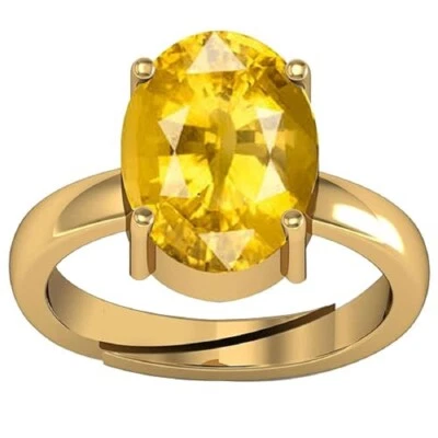 7.25 Ratti 6.00 Carat Yellow Sapphire Pukhraj Gemstone Gold Plated Ring - Image 1 of 4